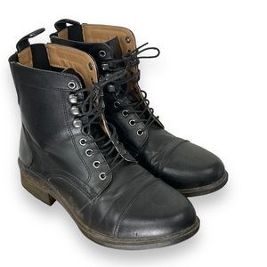 Auken Combat Boots Women’s Paddock Black Vegan Faux Leather Lace Up Size 8